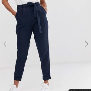 Asos Navy Woven Peg Trousers